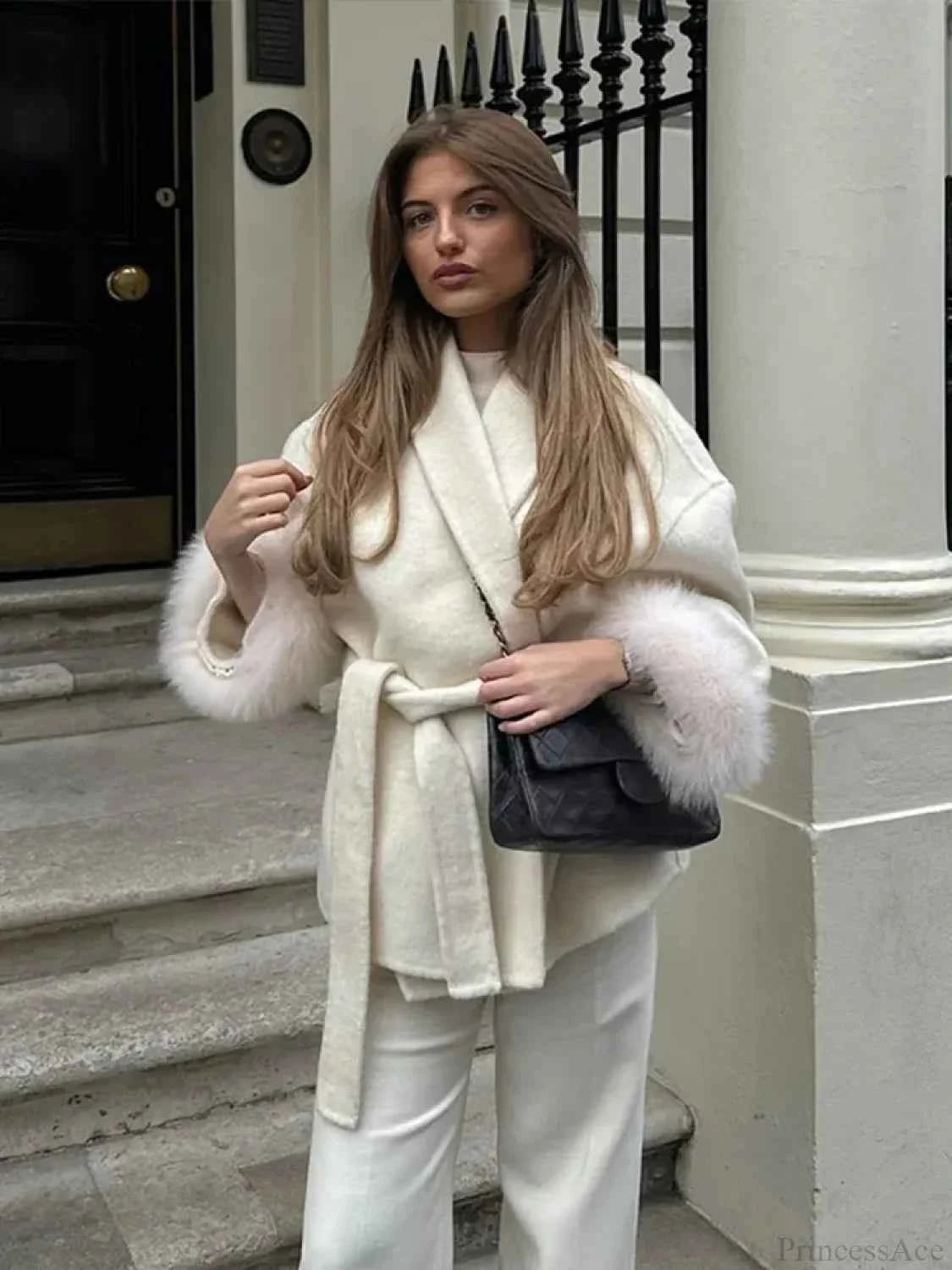 Luxuriöser dicker Woll-Doppelreihiger Mantel mit Revers für warme Eleganz