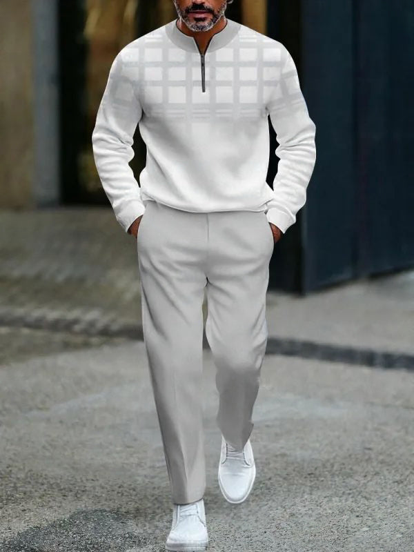 Langärmiger Reißverschluss und lange Hose — Zweiteiliger Set für Stil und Komfort