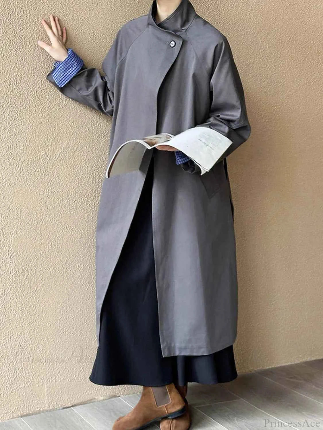 Oversized Trenchcoat mit auffälligen Reversen – Stilvoller und bequemer lockerer Mantel