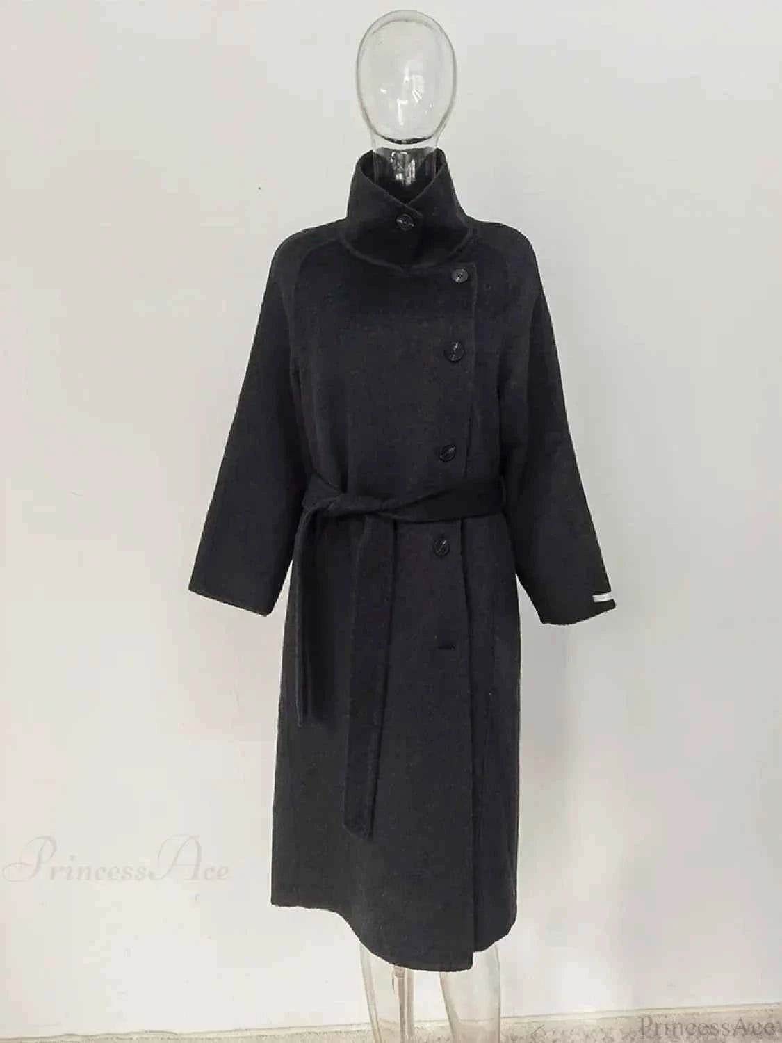 Gewichteter Woll-Turtleneck mit einreihigem Schnitt Übermantel