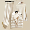 Damen-Winterpjyama-Set, Bequemer und Gemütlicher Dreiteiler
