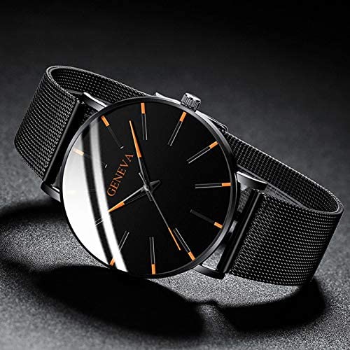 Herrenuhr Schwarz Ultra-dünnes Quarz - Stilvolle Business-Armbanduhr mit Lederarmband