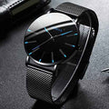 Herrenuhr Schwarz Ultra-dünnes Quarz - Stilvolle Business-Armbanduhr mit Lederarmband