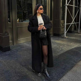 Stylish vintage black wool double-breasted coat