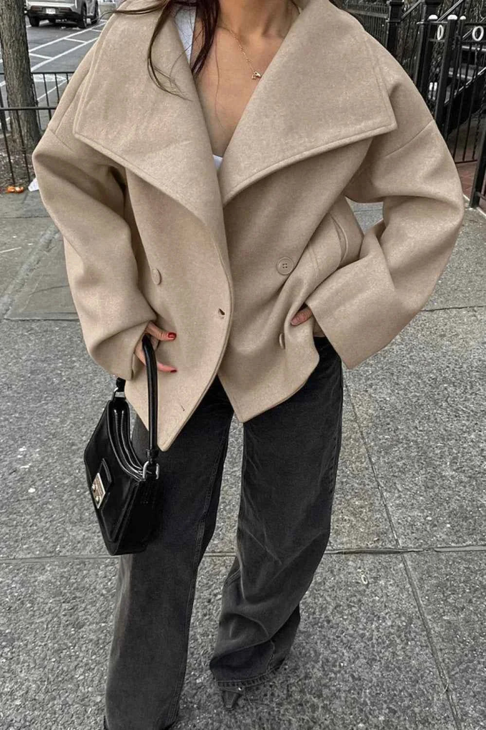 Stil Klassischer Vintage Khaki Wollmix-Doppelreihiger Mantel für einen warmen und klassischen Look