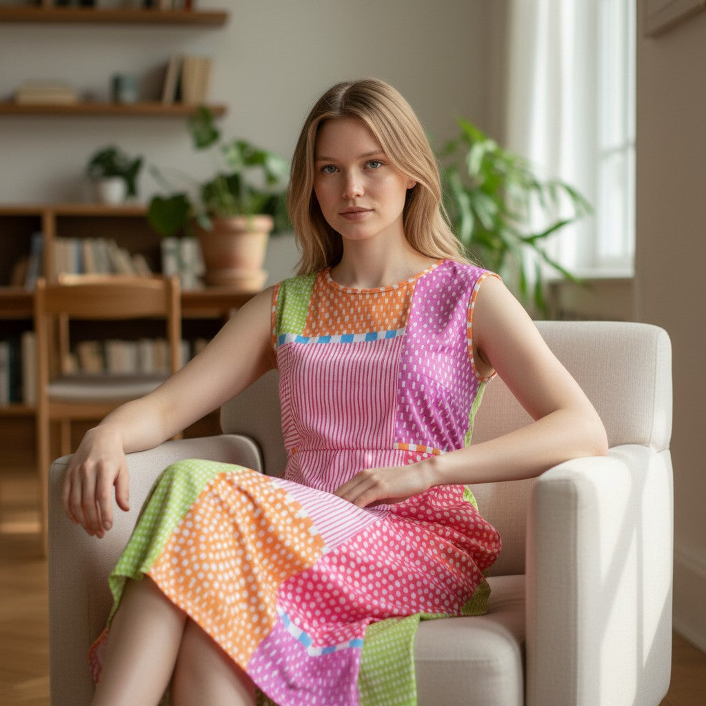 Maëva - Bunte Patchwork-Kleid für einen einzigartigen und stilvollen Look