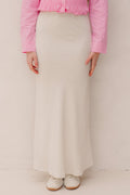Leinenrock Lang Fließend Satin Beige für Damen
