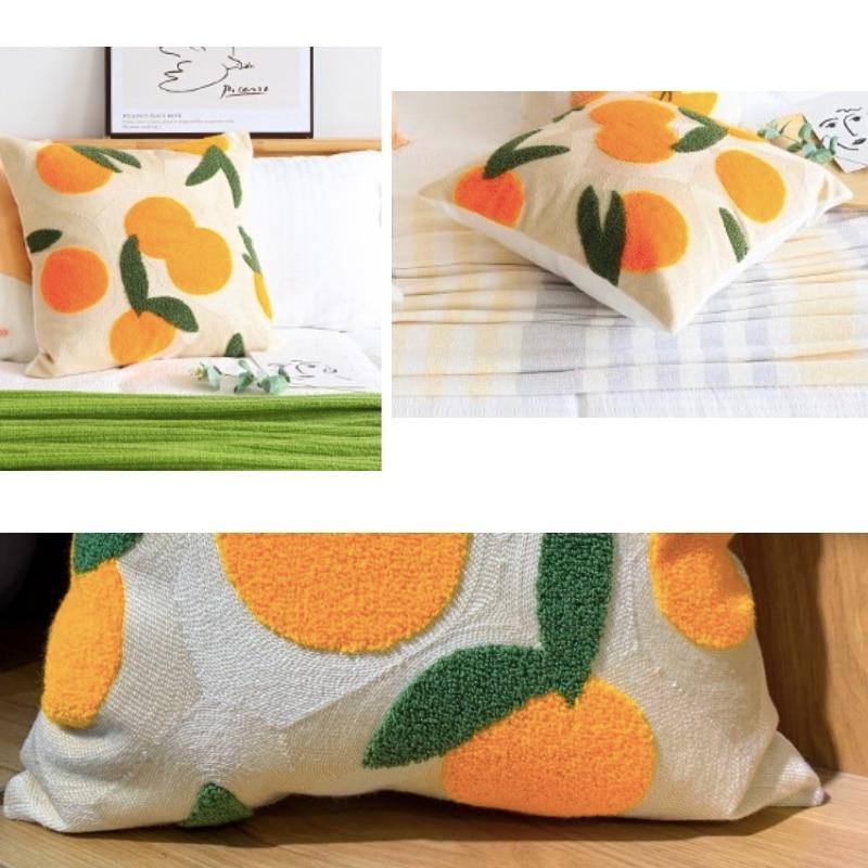 Olivienne - Orange Bestickt Kissenbezug für stilvolle und bunte Wohnzimmerdekoration