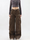 Pantaloni cargo oversize trendy a vita alta da donna per massimo comfort e stile