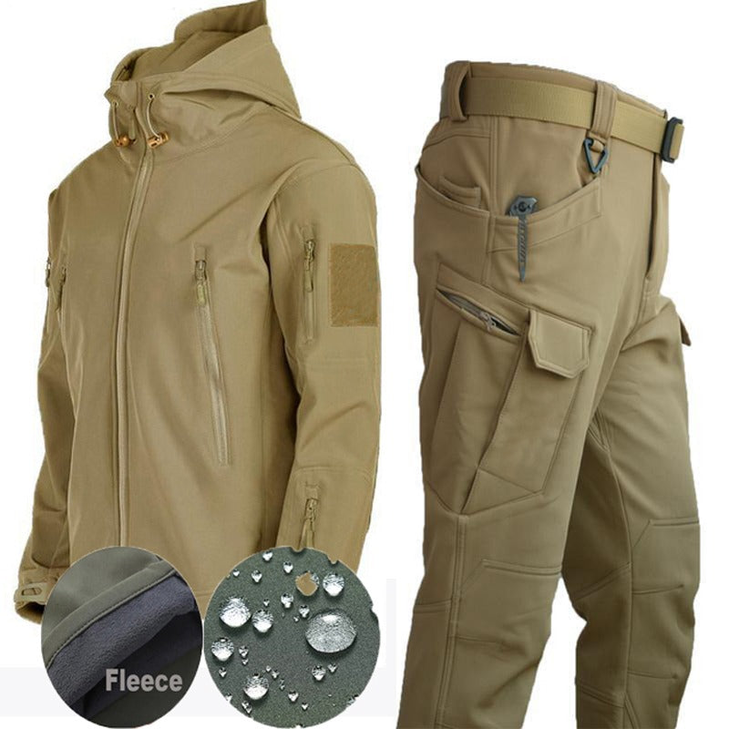 Herren Outdoor-Set - Gepolsterte Winterjacke mit Kapuze und Cargohose