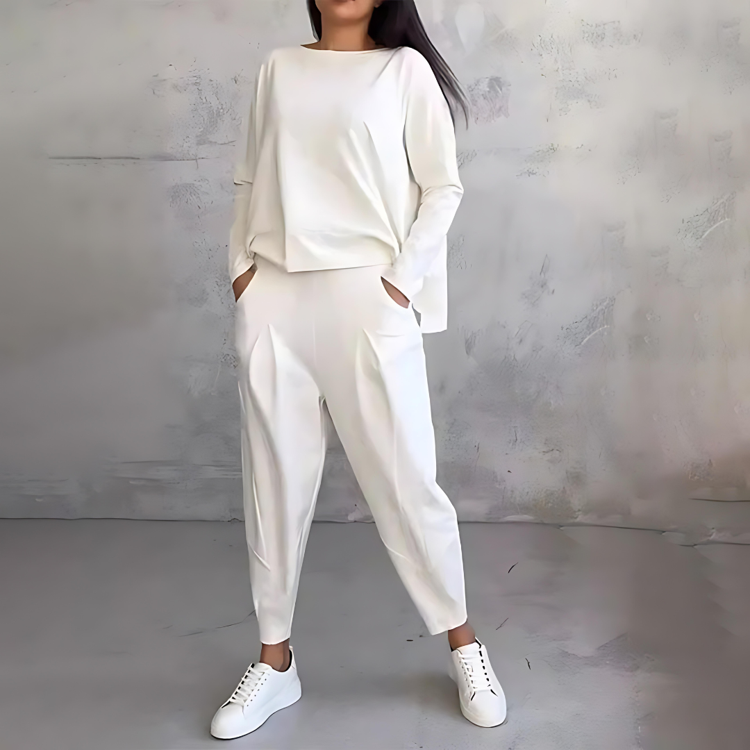 Maya Damen Freizeit-Set: Bequemes lockeres Top und Hose für jeden Tag
