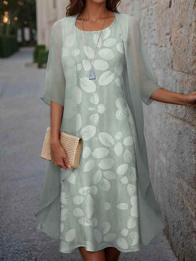 Blühendes elegantes Midi-Kleid
