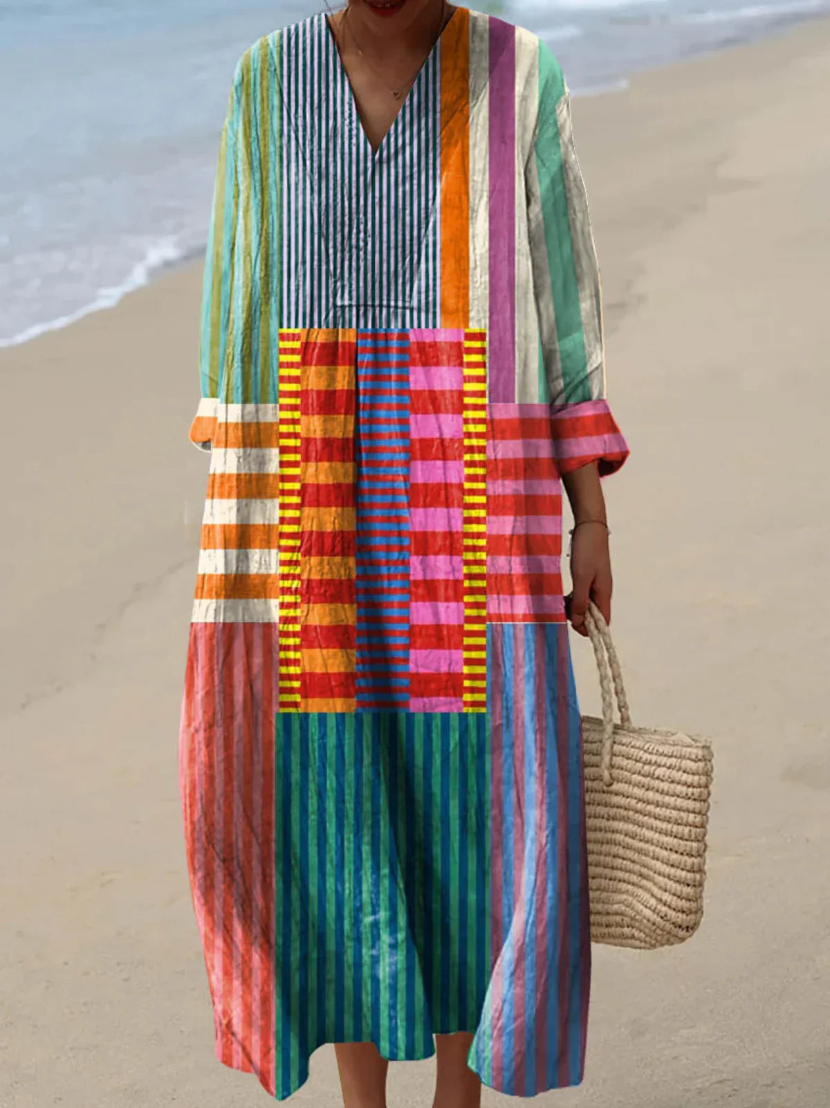 Inaya | Bunte Patchwork-Maxikleid für einen trendigen und einzigartigen Stil