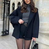 Elegant khaki green wool coat with long sleeves for stylish comfort