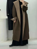 Elegante cappotto in lana con cappuccio da donna in cashmere – Perfetto per l’ufficio