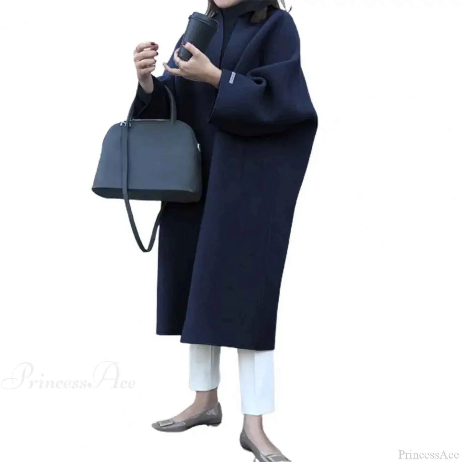 Unifarbenes Woll-Cardigan, trendiger langes Mantel