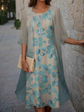 Blühendes elegantes Midi-Kleid