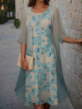 Blühendes elegantes Midi-Kleid