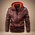Chaqueta de cuero con capucha Robert